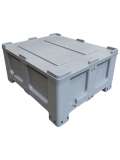 Lage kunststof palletbox | Grijs